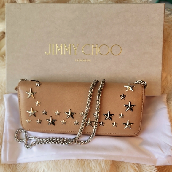💥JIMMY CHOO LONG PURSE WALLET ON CHAINSILVER STUDS4PCS SET